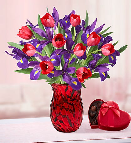 Bunches of Love Tulip & Iris Bouquet + Free Chocolate